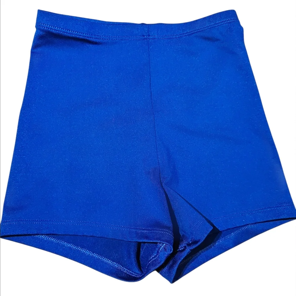 Varsity Spirit Cheer Dance Royal Blue Long Sleeve V Neck Crop Top & Dance Shorts